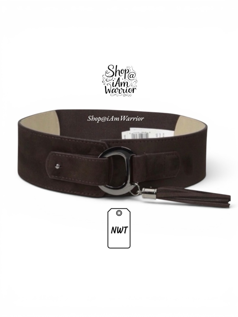 Big Buddha NWT brown vegan faux suede wide waist tassel belt *shop@iamwarrior